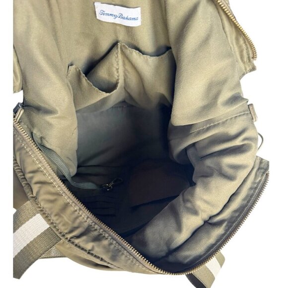 Tommy Bahama Go Everywhere Olive Green Cargo Tote Puffer Bag Detachable Strap - Picture 11 of 15
